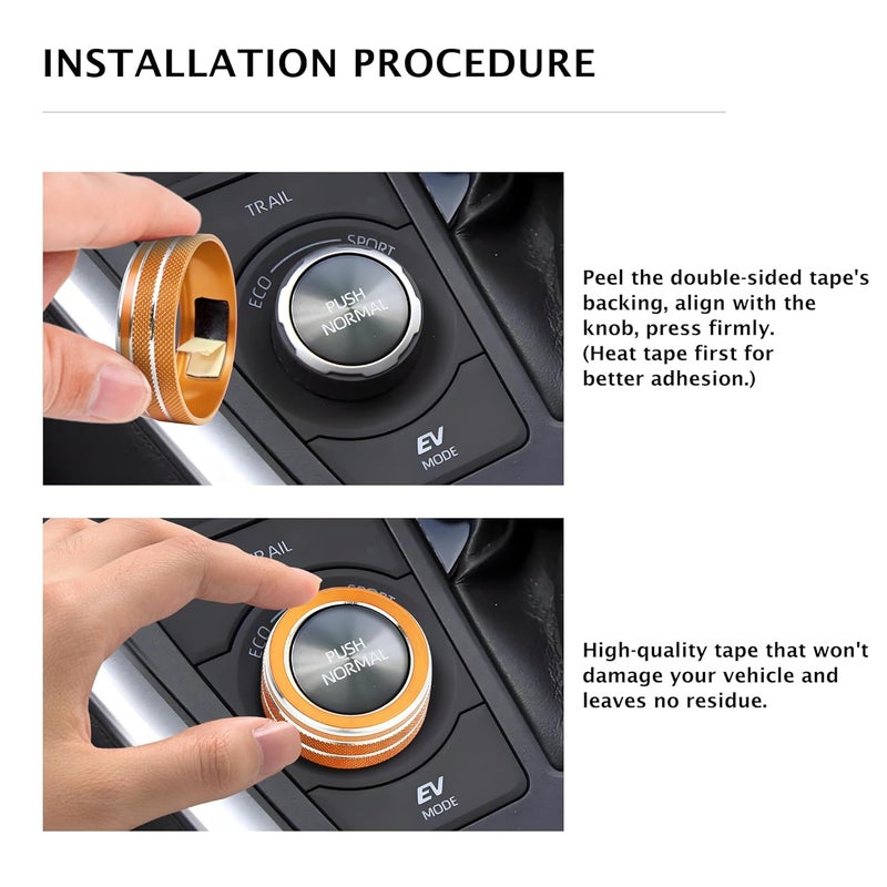 Polodunn for Toyota Rav4 2019-2025 Accessories, 1pcs Aluminum Alloy Knob Cover Trim for Drive Mode Control Switch (Orange) - Image 4